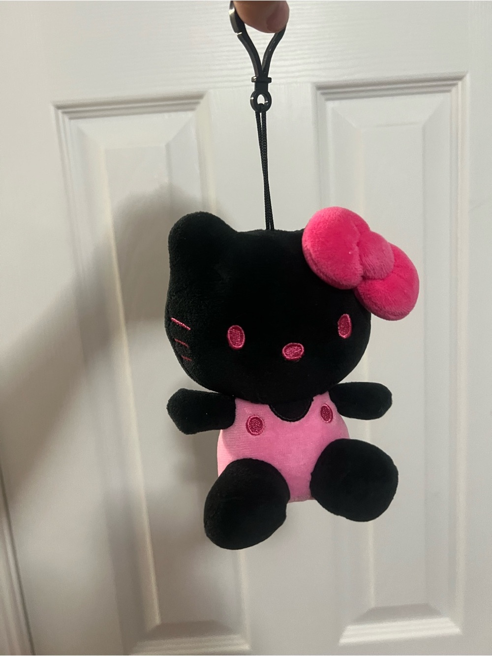Black & Hot Pink Kitty Plush Keychain